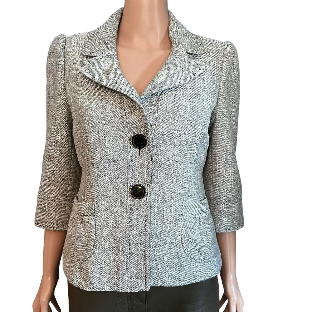 Nine West Cropped Gray Blazer 4 Workwear Ladyboss Clean Girl Neutral